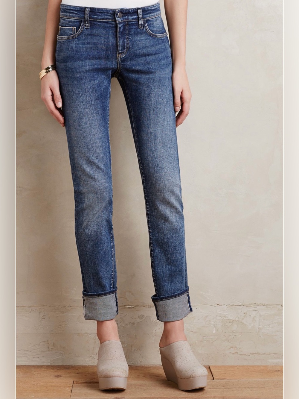 Pilcro and the Letterpress Anthropologie The Hyphen Straight Cuffed Jeans Sz 30